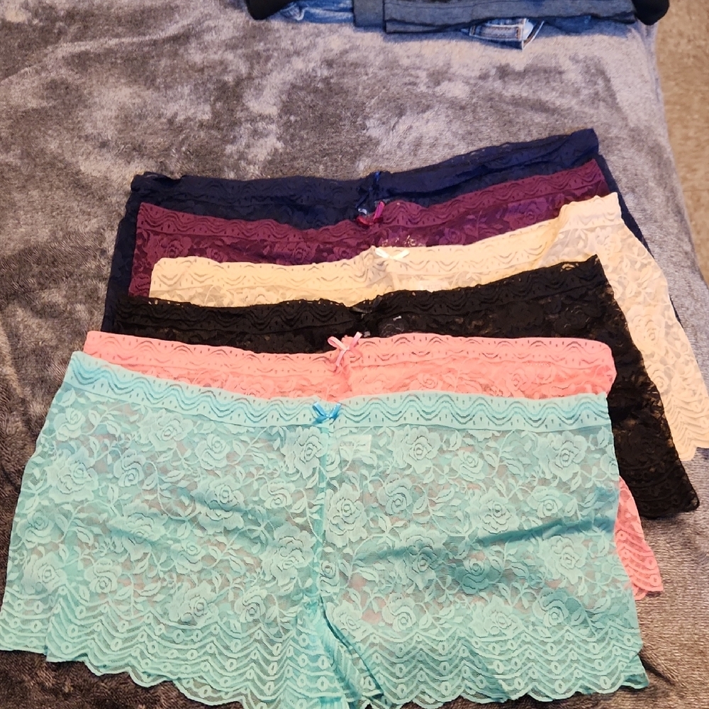 Barba Lace Boyshort Panties Set - Blue, Pink, Cream, Purple, Black